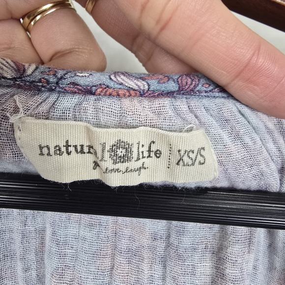 Natural Life Sienna XS/S 100% Cotton Gauze Mini Dress Blue Floral Print Keyhole - Picture 7 of 9